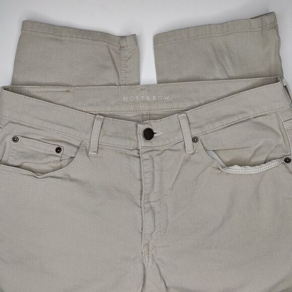 Mott and Bow Slim Jeans Mens 32x31 Tan Beige Stretch Denim - Picture 3 of 7